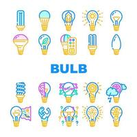 Bulb Lighting Electric Accessory Icons Set Vector