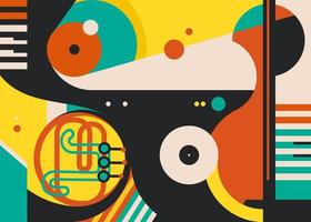 Banner with abstract music instruments. vector