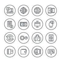 Payment methods and internet banking icons set on white in linear style vector