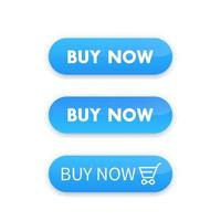 buy now, blue vector buttons for web design on white