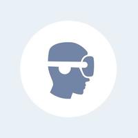 icono de casco vr, hombre de perfil en vector de gafas de realidad virtual, pictograma vr, icono aislado de auriculares de realidad virtual, vector il