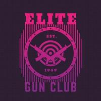 Gun club emblem with automatic guns and target over dark background vector