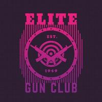 Gun club emblem with automatic guns and target over dark background vector