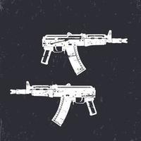 Soviet automatic carbine, shortened assault rifle, russian automatic gun, vector illustration