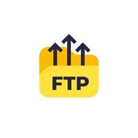 ftp, subir al icono de vector de servidor