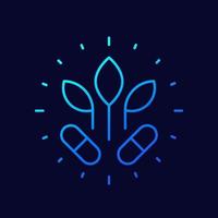 natural supplements, vitamin line vector icon