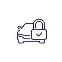 alarma de coche o icono de línea de protección con candado vector