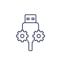 icono de línea de cable de servicio usb vector