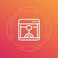 3d printer line icon, additive manufacturing vector