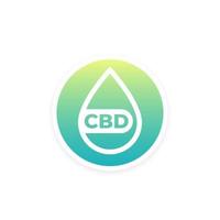 CBD oil drop round icon vector