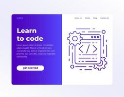 Learn to code web page, banner design