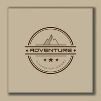 adventure logo design template, vintage style circle and brown vector