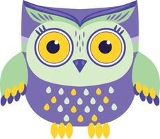 Cute owl cartoon vector bird character. Flat vector illustration.