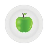 dulce, sabroso, manzana, en, placa, vector, ilustración vector