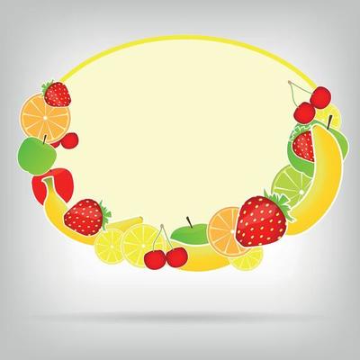 Frame with fresh fruits vector illustration