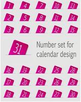 Set of calendar icons with numbers. Vector illustration