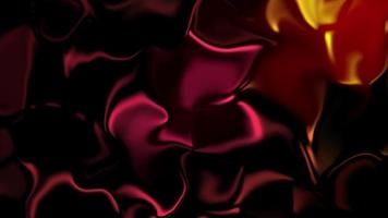 Abstract 3D animation of crimson silk creases in darkness with incident light at corners. 4K 3D animation. video