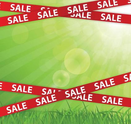 Spring Sale Concept with Nature and Ribbons. Vector Illustration