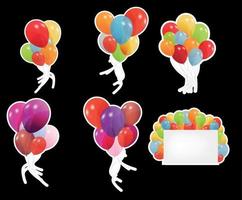 set of labels with colored ballons, vector illustration