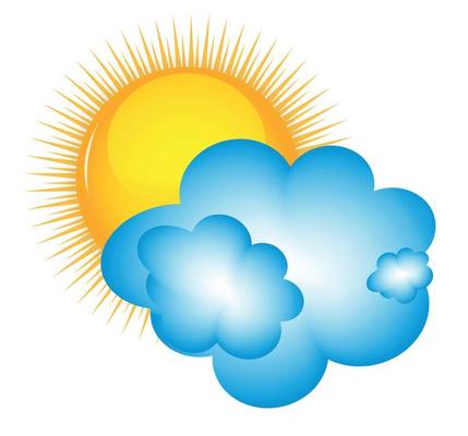 Weather Icons with sun, cloud and thermometer