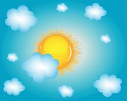 Sun and cloud background vector illustration