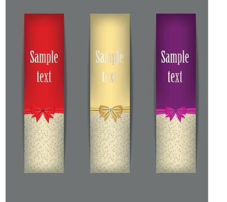 Set of three banners with ribbons. vector illustration