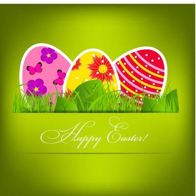 Vector  Paper card with  easter eggs