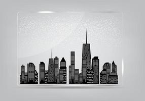 Glass frame with the city in the background. Vector illustration.