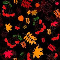 A seamless leaf  and rowanberrys pattern vector background.