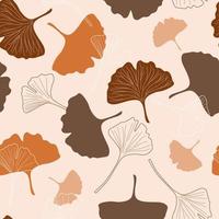Seamless pattern with ginkgo biloba leaves. Plant natural print. Vector graphics.