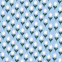 Cute abstract seamless pattern with a small white flowers on a blue background. Pale blue background. Elegant vector template for fashion prints.