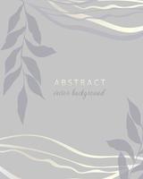 Wedding invitation abstract background in boho style with golden lines and botanical leaves, organic shapes. Abstract art vector background design for wedding and vip cover template.