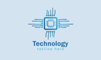 Technology logo processor chip design template vector illustration