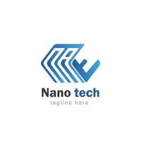 Nano tech logo with monogram concept unique and simple vector