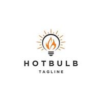 Bulb fire hot logo icon design template flat vector