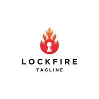 Fire lock logo icon design template flat vector