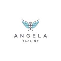 Angel of lock line logo icon design template flat vector