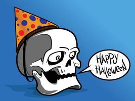 Halloween illustration with skull. Cartoon character vector
