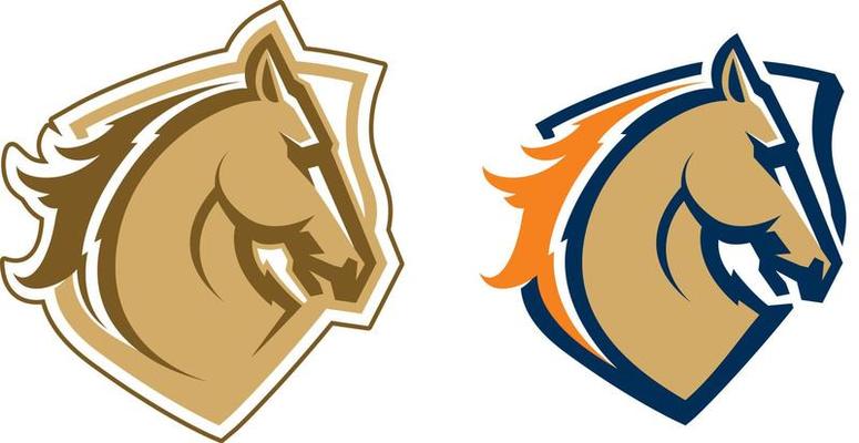Mustang sport mascot. Horse head logotype. Label. Emblem