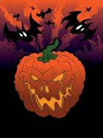 Halloween, Spooky, Horror, bats, background,Jack O' Lantern vector