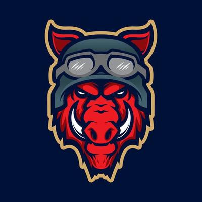 Wild hog or boar head mascot, colored version. Great for sports logos and team mascots.
