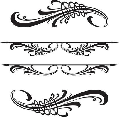 Calligraphic vector design elements isolated on white