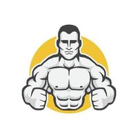 Illustration of muscular man. vector mascot.