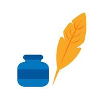 Feather Quill Flat Multicolor Icon vector