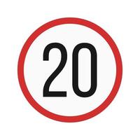 Speed limit 20 Flat Multicolor Icon vector