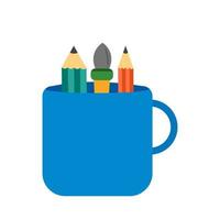 Mug with Design Tools Flat Multicolor Icon vector