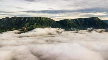 Morning Mist with Mountain ,Sunrise and sea of mis photo