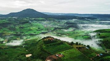 montañas con árboles y niebla en Tailandia foto
