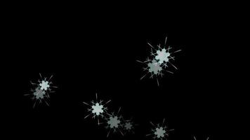 Giant snowflake falling on black screen, ice dust particles element for Christmas and Christmas eve  background video