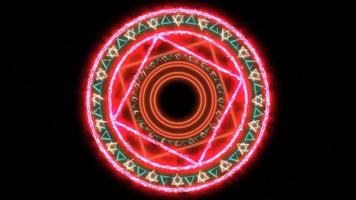 Magic circle powerful red color energy laser with double heaven six stars rotating video